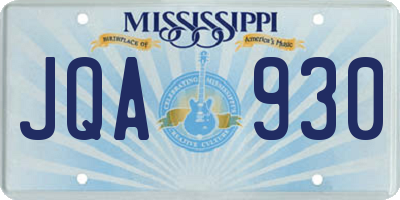 MS license plate JQA930