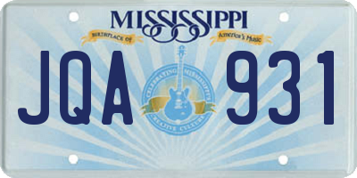 MS license plate JQA931