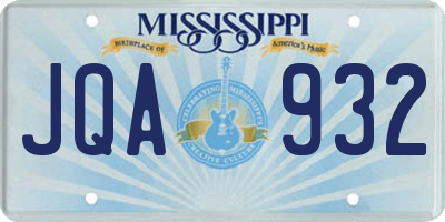 MS license plate JQA932
