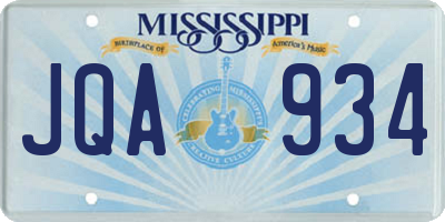 MS license plate JQA934