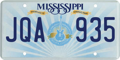 MS license plate JQA935