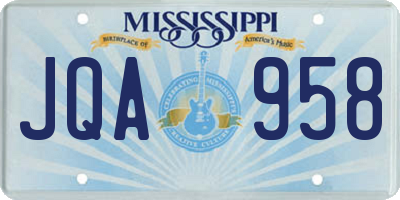 MS license plate JQA958