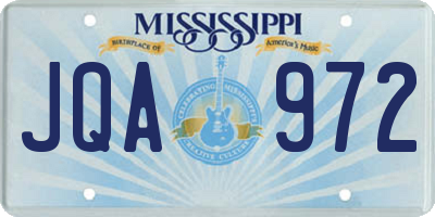 MS license plate JQA972