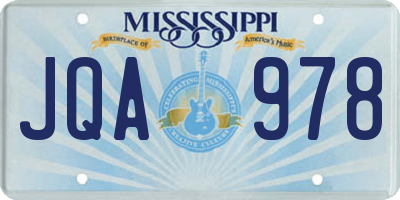 MS license plate JQA978