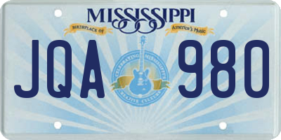 MS license plate JQA980