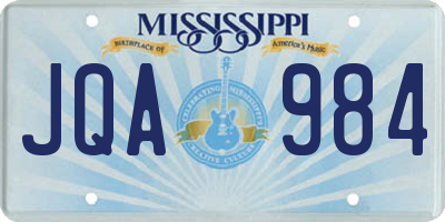 MS license plate JQA984