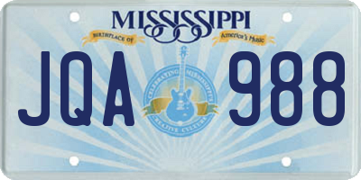 MS license plate JQA988