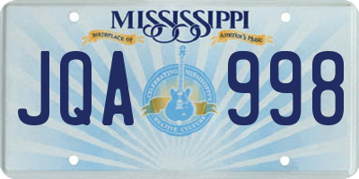 MS license plate JQA998