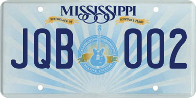 MS license plate JQB002