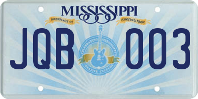 MS license plate JQB003