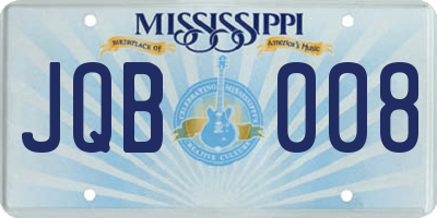 MS license plate JQB008