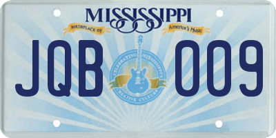 MS license plate JQB009