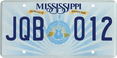 MS license plate JQB012