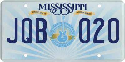 MS license plate JQB020