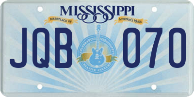 MS license plate JQB070
