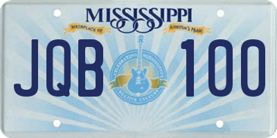 MS license plate JQB100