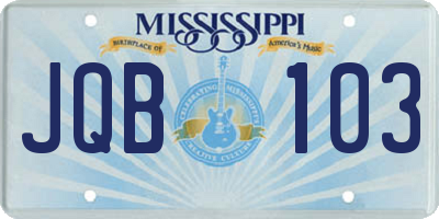 MS license plate JQB103