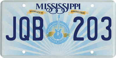 MS license plate JQB203