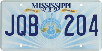 MS license plate JQB204