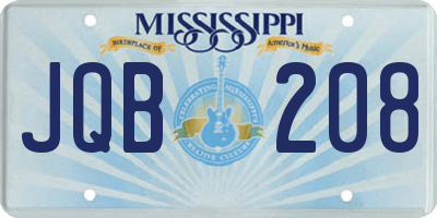 MS license plate JQB208