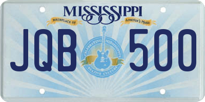MS license plate JQB500