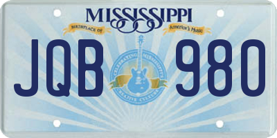 MS license plate JQB980