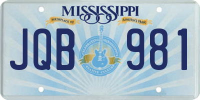 MS license plate JQB981