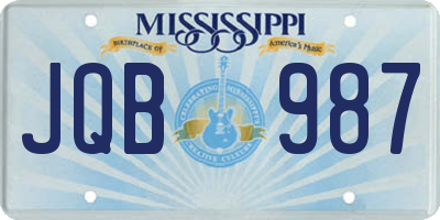 MS license plate JQB987