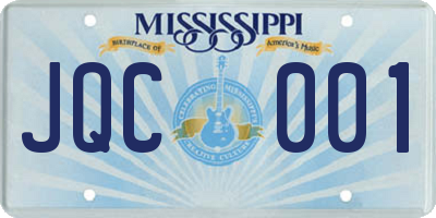 MS license plate JQC001