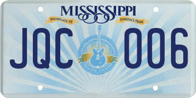 MS license plate JQC006