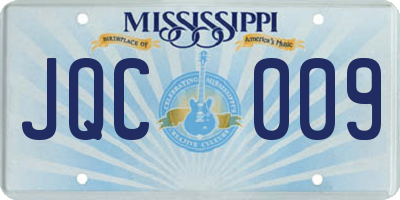MS license plate JQC009