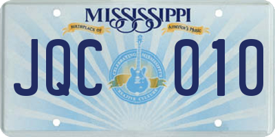 MS license plate JQC010
