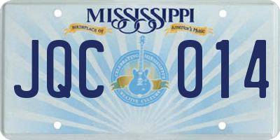 MS license plate JQC014