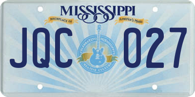 MS license plate JQC027