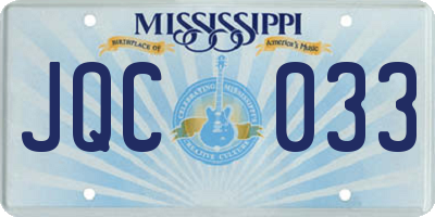 MS license plate JQC033