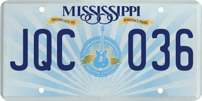 MS license plate JQC036