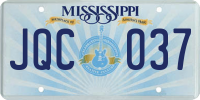 MS license plate JQC037