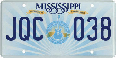 MS license plate JQC038