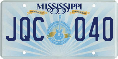 MS license plate JQC040