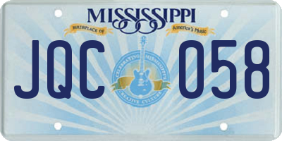 MS license plate JQC058