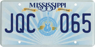 MS license plate JQC065