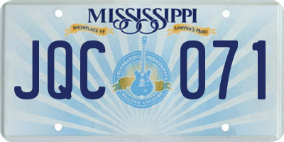 MS license plate JQC071
