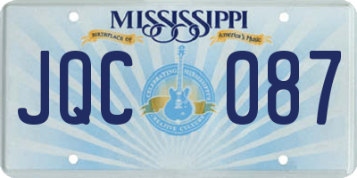MS license plate JQC087