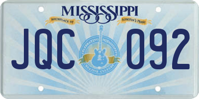 MS license plate JQC092