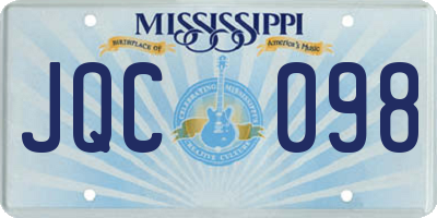 MS license plate JQC098