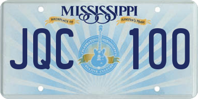 MS license plate JQC100