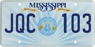 MS license plate JQC103