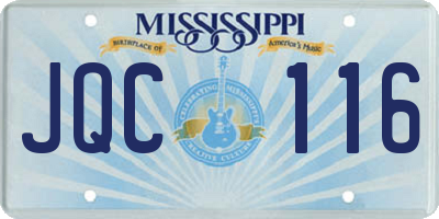 MS license plate JQC116