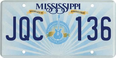 MS license plate JQC136