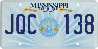 MS license plate JQC138